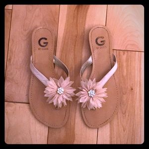 Flower and bling flip flops